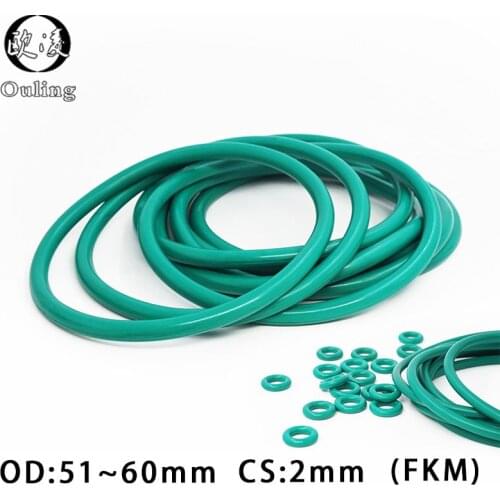Fluorine rubber Ring FKM Oring Seal OD51/52/53/54/55/56/57/58/59/60*2mm Thickness Rubber O-Ring Seal Oil Fuel fkm Gaskets Washer