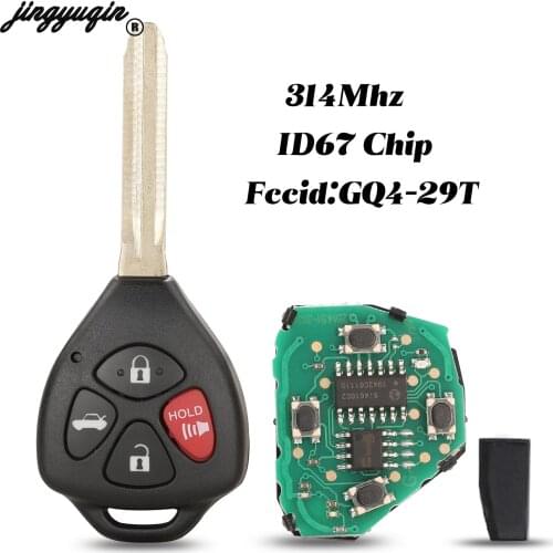 Jingyuqin 4 Buttons 314Mhz ID67 Chip Fob For Toyota Camry RAV4 Venza Yaris FCCID: GQ4-29T Remote Control Car Key Replacement