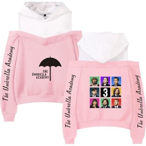 Korean pop The Umbrella Academy Women Pullover Sweatshirts Streetwear Hip Hop Sexy Off Shoulder Fleece Long Sleeve Kawaii Hooded