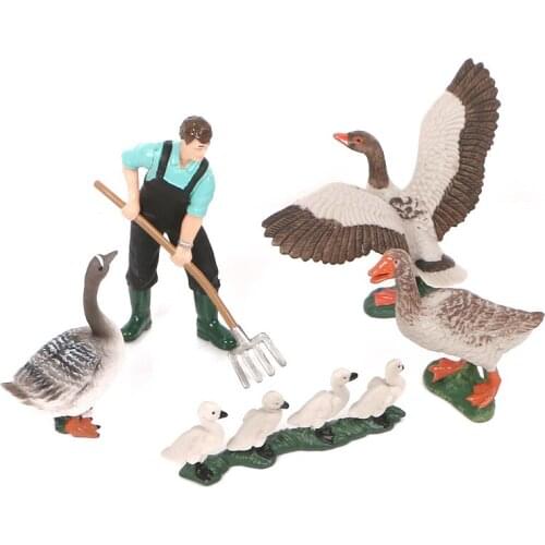 Simulation Farmer Animal Models Set Lovely Poultry Plastic Duck Goose Models For Kids Decoration Collection Doll Toys