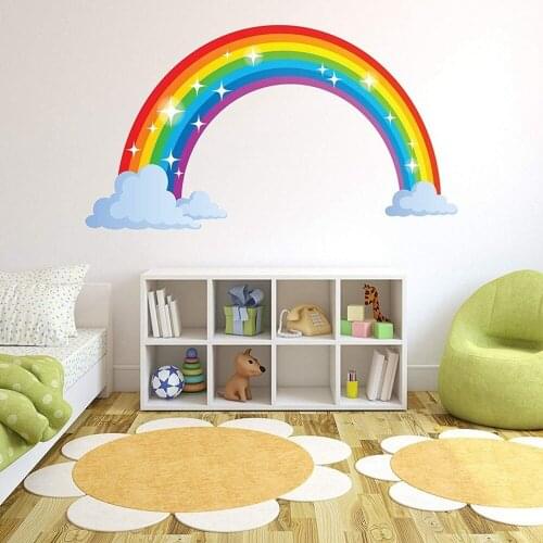 Best-selling Cartoon Rainbow Cloud Wall Sticker for Kids Baby Rooms Decoration Mural Art Decals Home Decor Stickers Wallpaper