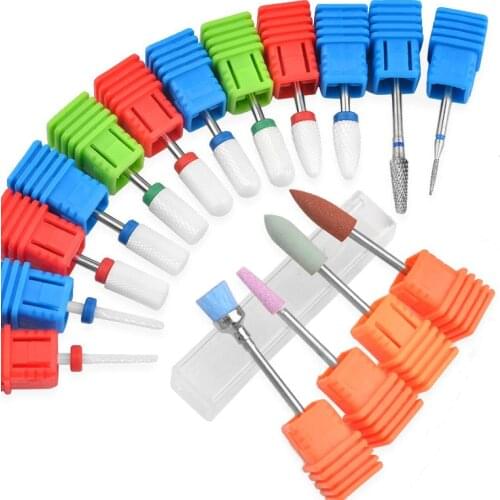 Diamond Nail Drill Bit Set Ceramic Carbide Milling Cutter Nail Manicure Polish Machine Set Nail File Art Tool Accessories