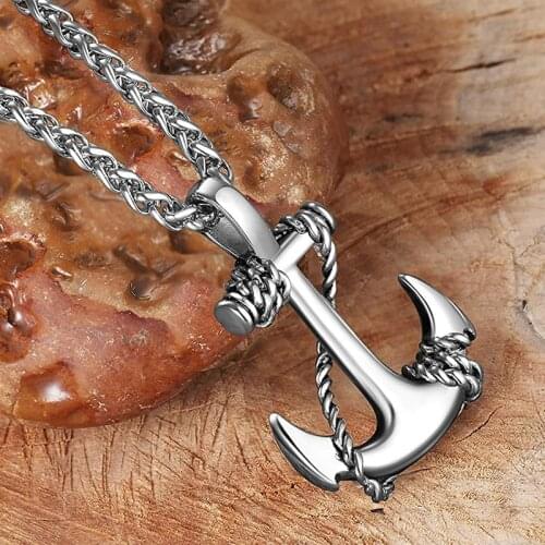 2020 New stainless steel Necklace mens Caribbean Pirate Anchor pendant Steampunk Steel color Necklaces Fashion jewelry the neck