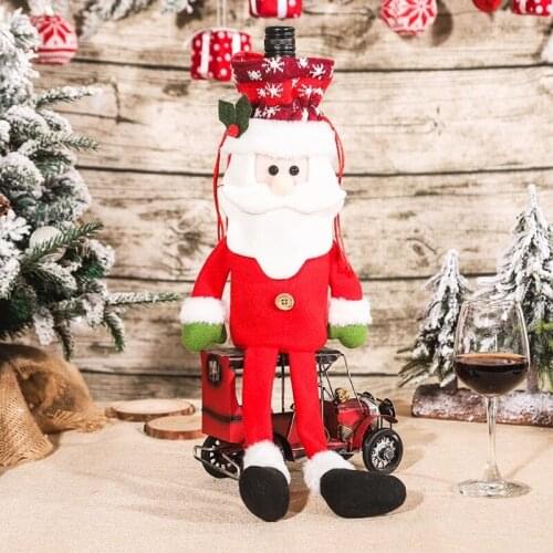 K92A Long-legged Santa Snowman Elk Christmas Wine Bottle Cover Xmas Decor Wine Bottle