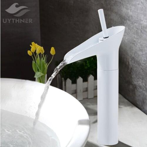 Newly US Free Shipping Modern Chrome Finish 4 Color Options Bathroom Waterfall Sink Basin Faucet Single Handle Deck Mounted