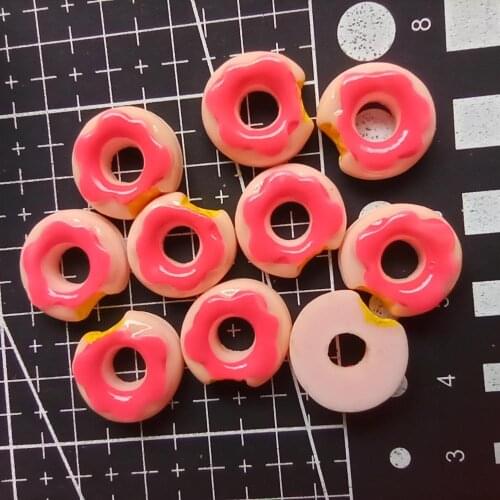 Resin flatback pink flower doughnut 16mm Cabochons Jewelry Fit Mobile Phone Hairpin Headwear DIY Accessories