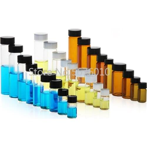 200pcs/lot 3mL Transparent Clear Glass Sample Bottles Essential Oil Bottle Lab Chemistry Vial Container Lab Glass Bottle