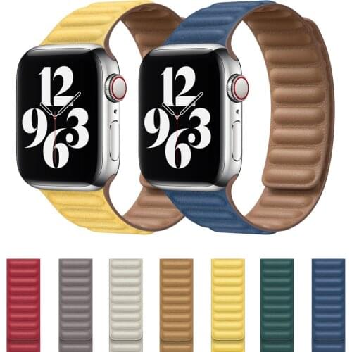 Leather Link Strap for Apple Watch Series 6 SE 5 4 IWatch Band 38mm 42mm Adjustable Magnetic Bracelet Apple Watch Band 44mm 40mm