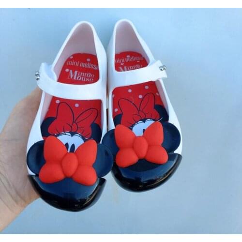 Disney Mickey Minnie Mouse Girls Jelly Sandals Bow Summer Children Girls Mini Melissa Jelly Shoes Girls Sandals Shoes