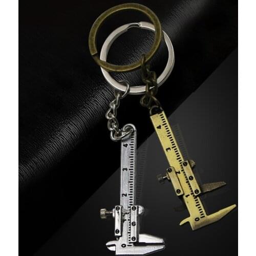 Vernier Calipers Mini Keychain Silver/ Retro Color Zinc Alloy Simulation Model Ruler Keychain Caliper Accessories Christmas Gift