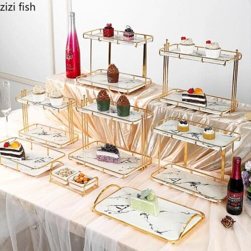 Modern Wedding Cake Dessert Tray Display Stand Holiday Birthday Dessert Candy Tray Fruit Stand Countertop Living Room Decoration