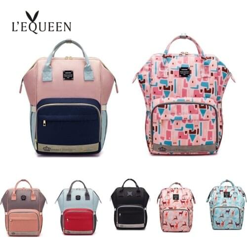 Lequeen Fashion Mummy Maternity Nappy Bag Large Capacity Nappy Bag Travel Backpack Nursing Bag for Baby Care Womens Fashion Bag