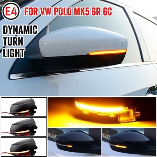 2pcs LED Dynamic Turn Signal Light Car Rear View Mirror LED Indicator Blinker For Volkswagen VW Polo MK5 6R 6C 2009 - 2016 2017