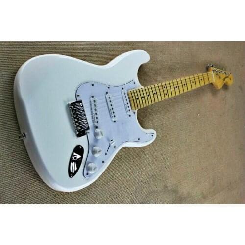 High quality FDST-1044 white color solid body white pickguard maple fretboard electric guitar, Free shipping