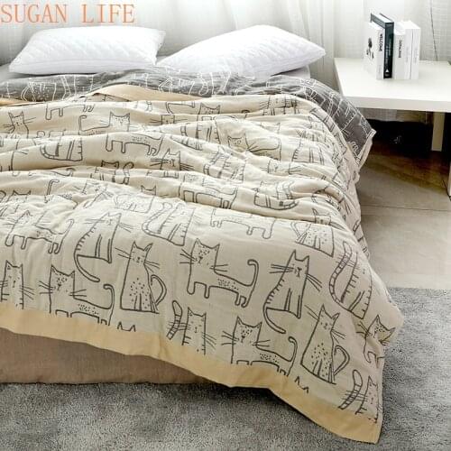 Japan Towel Blanket Bed Cover Bedspread for Bed Children Room Bedding Home Textile Cotton Yarn Cartoon Cat Sofa Throw Blanket