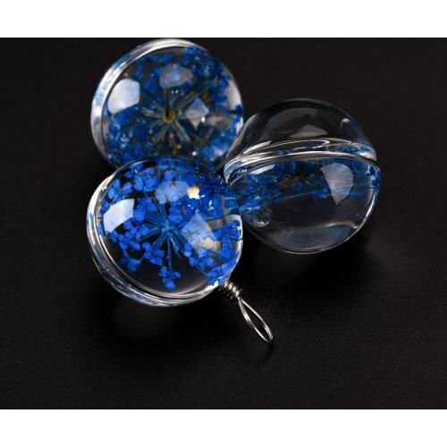 18# Iron Wire Natural Dried Flower with Glass Bead Jewelry Not Crystal For DIY Jewelry Making Beads #IZ325