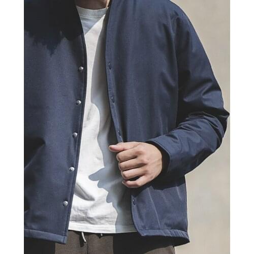 2020 New Vintage Cotton Padded Quilted Lightweight Fall Winter Jacket Button Up Navy Blue