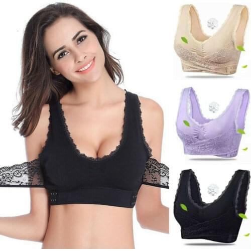 Women Ladies Seamless Magic Wireless Lift Bra Front Cross Side Buckle Lace Sexy Breathable