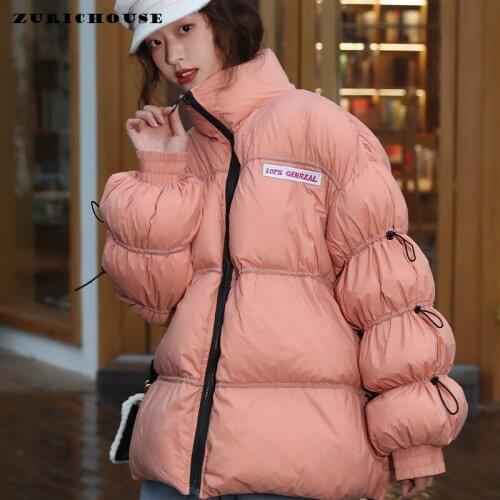 ZURICHOUSE Thick Winter Women White Duck Down Jacket Femme Stand Collar Lantern Sleeve Down Parkas Female Warm Loose Down Coat
