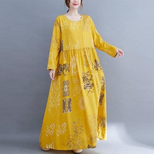 Oversized Women Spring Autumn Vintage Floral Long Sleeve Dress Woman Long Sleeve Dresses Ladies New Arrival Flower Dress 2021