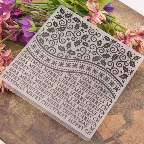 1PCS Merry Christmas Word Plastic Embossing Folder For Scrapbook DIY Album Card Tool Plastic Template Stamp Card Making Stencil