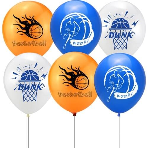 12Pcs Basketball Balloons White Orange Blue Latex Balloon for Boys Birthday Basketball basketball Party Decor Kids Air Globos To