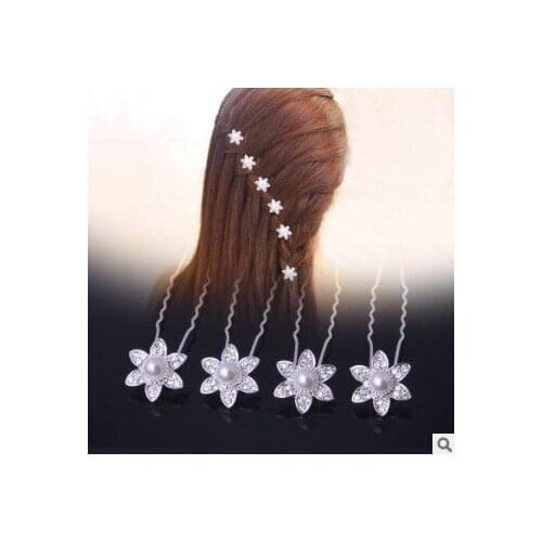 200pcs/lot DIY Sliver Bride Hairpins 2 Size Diamante Starfish U Style Hair Clips Hair Claw Hair Care & Styling HA551