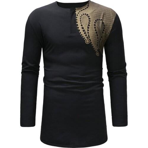 Paisley African Dashiki Print Shirt Men 2019 Longline African Clothes Slim Fit Long Sleeve Camisa Masculina African Clohting