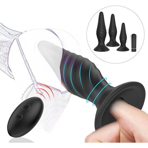 Hollow Anal Plug Vibrator For Men Butt Plug Anal Plug Dilator Finger sleeve Vibrating Anus Masturbator with Suction Cup Sex Shop