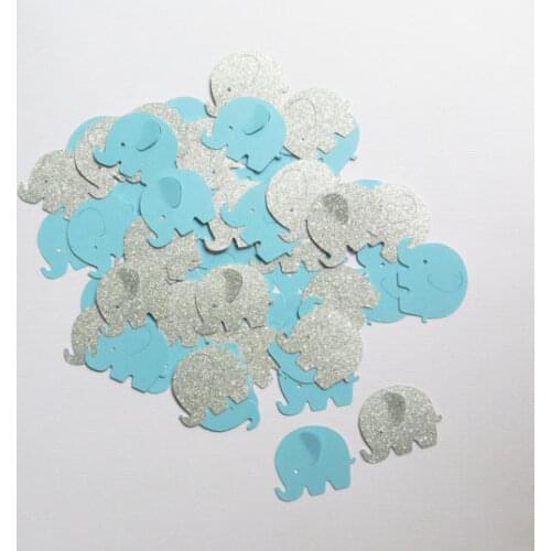 Glitter silver elephant first birthday Confettis baby shower baptism Table decor scrapbook scatters party decor