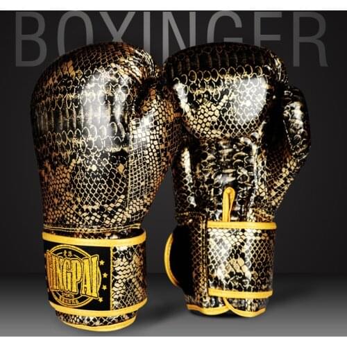 GINGPAI Kids Women Men Boxing Gloves PU Leather MMA Boxing Muay Thai Training Punching Bag Gloves Gold Silver 8oz 10oz 12oz