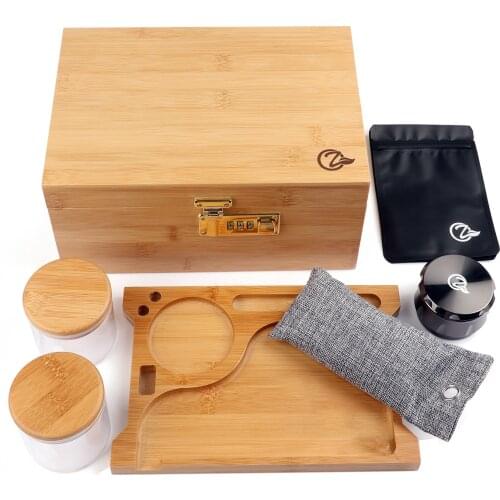 OZCHIN Large Stash Box Combo - Accessories Kit with Lock, Grinder, 2 Glass Jars and 5 Odorless Resealable Bags(2021 NEW