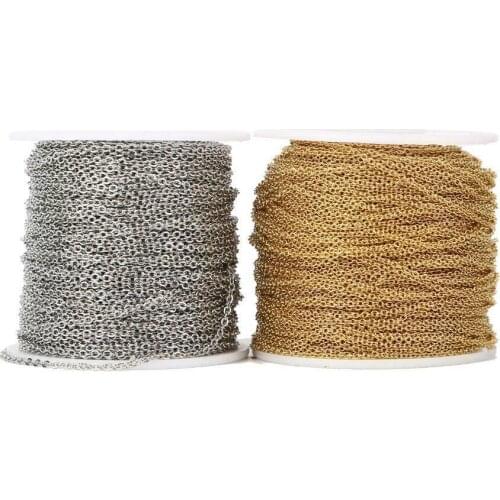5M 1.5mm width Wholesale Silver/Gold Tone Stainess Steel Chains for DIY Jewelry Necklace Making