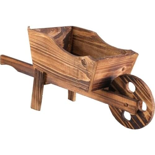 68UE Home Creative Flowerpot Wooden Cart Flower Pot Outdoor for Farmhouse Style New Store Window Decorations Succulent Flower