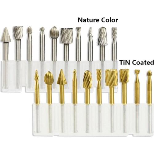 HSS Routing Router Bit 3mm Shank Titanium Coated Rotary Burrs Files Wood Engraving Tools