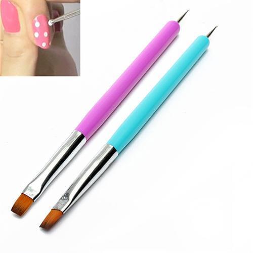 Hot 2-Way Nail Art Pen Painting Dotting Acrylic UV Gel Polish Brush Liner Tool Nail Brushes