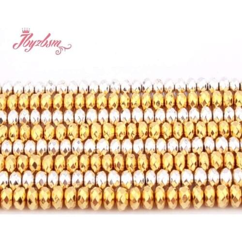 3x6mm Faceted Rondelle Hematite Beads Natural Stone Beads For DIY Necklace Bracelet Earring Jewelry Making 15" Free Shipping