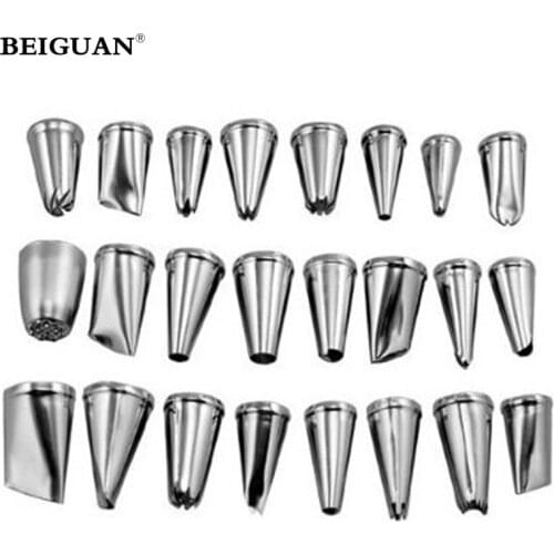 24 Pcs/set Icing Piping Nozzles Pastry Tips Cake Sugarcraft Decorating Tool Tip Sets Fondant Accessories