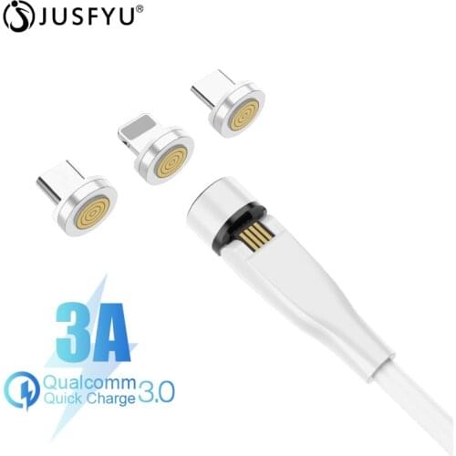 1m 2m Magnetic Charge Data Cable 3A Fast Charging Micro USB Cable 360+180° Magnet USB Type C Cable Mobile Phone Game Cord Wire