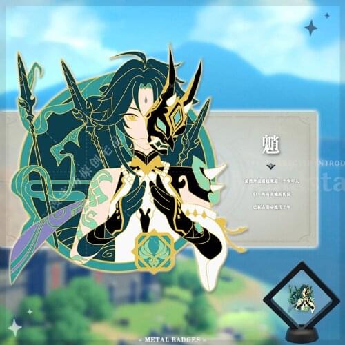 Anime Genshin Impact Xiao Metal Badge Anime Creative Souvenir Button Brooch Pins Collection Medal Costume Souvenir Cosplay Gift