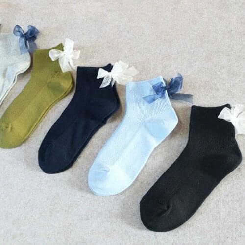 Hand Made Sweet Bowknot Socks Cotton Casual Daily Girls Ladies Ankle Socks Spring Autumn Popular Style Hight Quality Sox