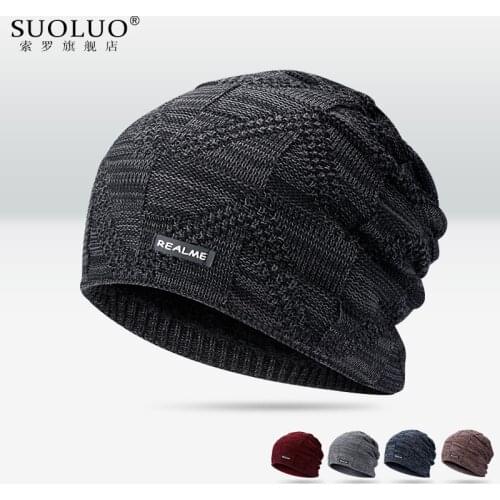 New fashion adult mens winter warm hat is a monochrome knitted casual wool ball wool wool hat brand outdoor knitted cap