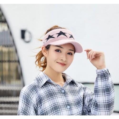 New Women Sports Visors Hat Caps Top Empty Fashion Stars Printed Wool Sun Visor Cap Hats One Size