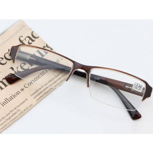 Man Reading Glasses Black Half Frame Woman Old Reading Mirror Spectacle Diopter +100 125 150 175 200 225 To +400 R052