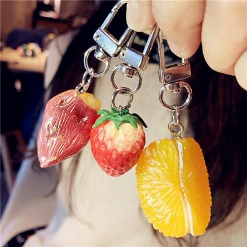 Plastic Emulational Fruit Key Chain Creative Small Gift Car Accessories Pendant Note