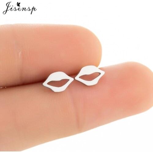 Simple Design Lips Shape Stainless Steel Earrings Cute Mouth Shape Ear Studs Best Gift for Women Party Wedding Fashion Jewelry