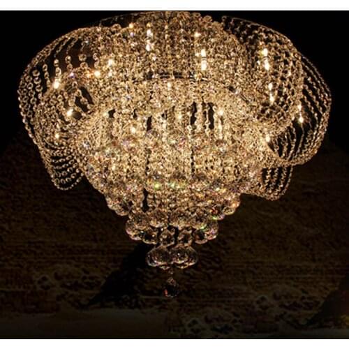 Simple modern European round crystal ceiling lamp restaurant bedroom atmosphere living room lamp household led ceiling lamp LED
