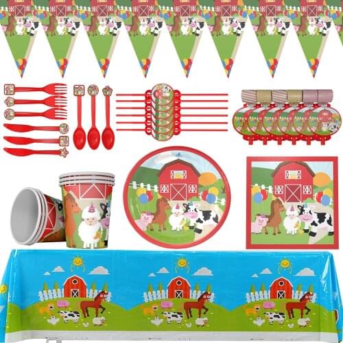 Ranch Farm Theme Party Farm Childrens 1st Birthday anniversaire Party Disposable tableware Decor set combination