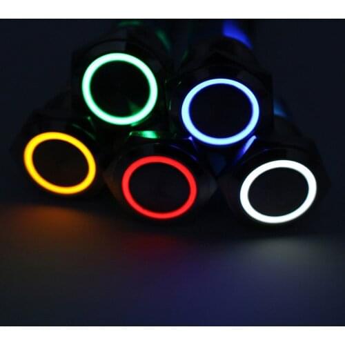 12mm Self-Locking Waterproof Momentary Switch Metal Round Dash LED Lamp Power 4-Pin Push Button Switch