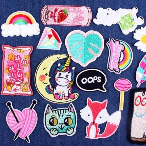 Diy Unicorn Patches On Clothes Sewing Embroidery Patch Stripe Cute Anime Badges Iron On Patches Applique Jacket Jeans Patch Shir